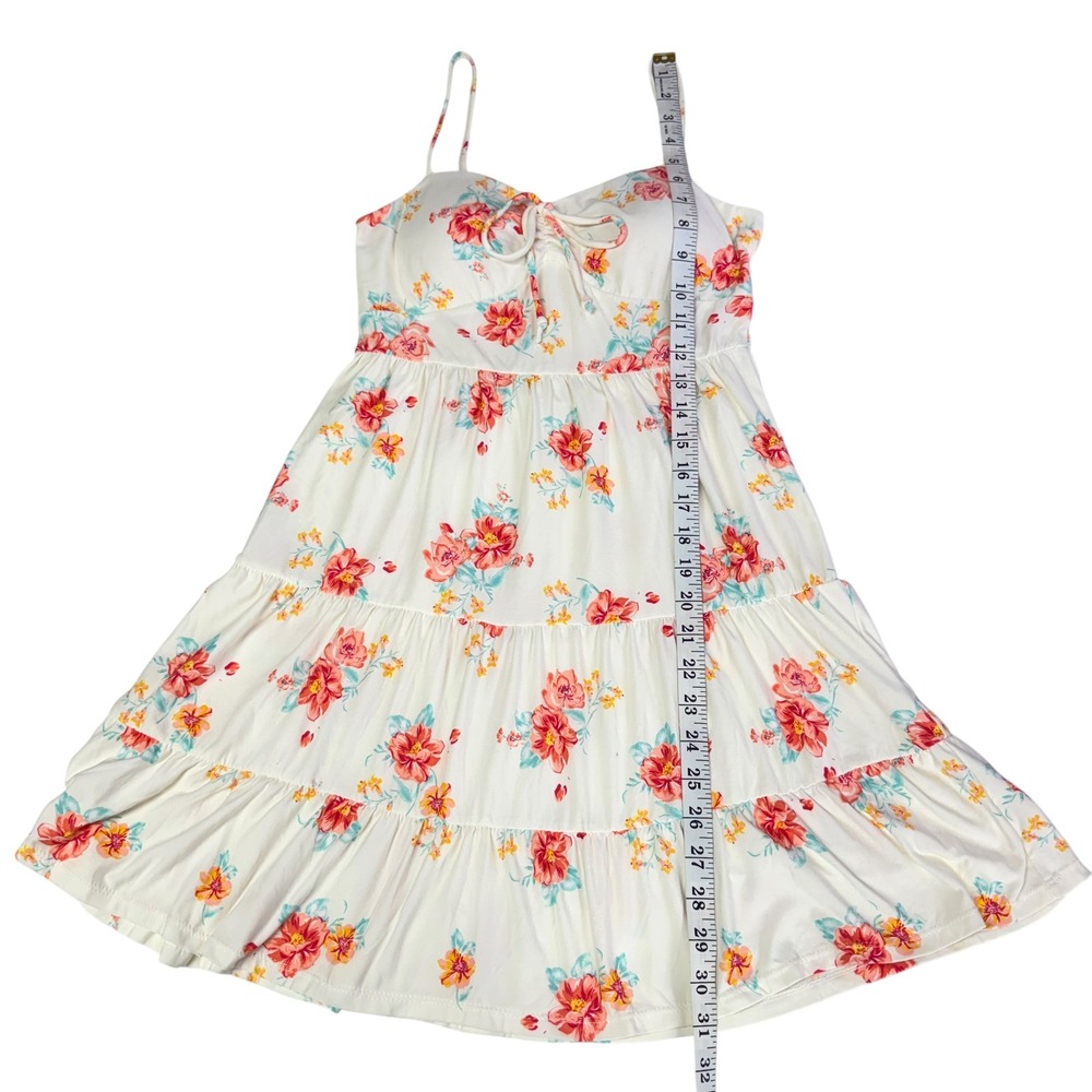 Floral Babydoll Smocked Tiered Mini Dress Coquette Cottagecore Fairy Romantic 5 - Picture 8 of 8